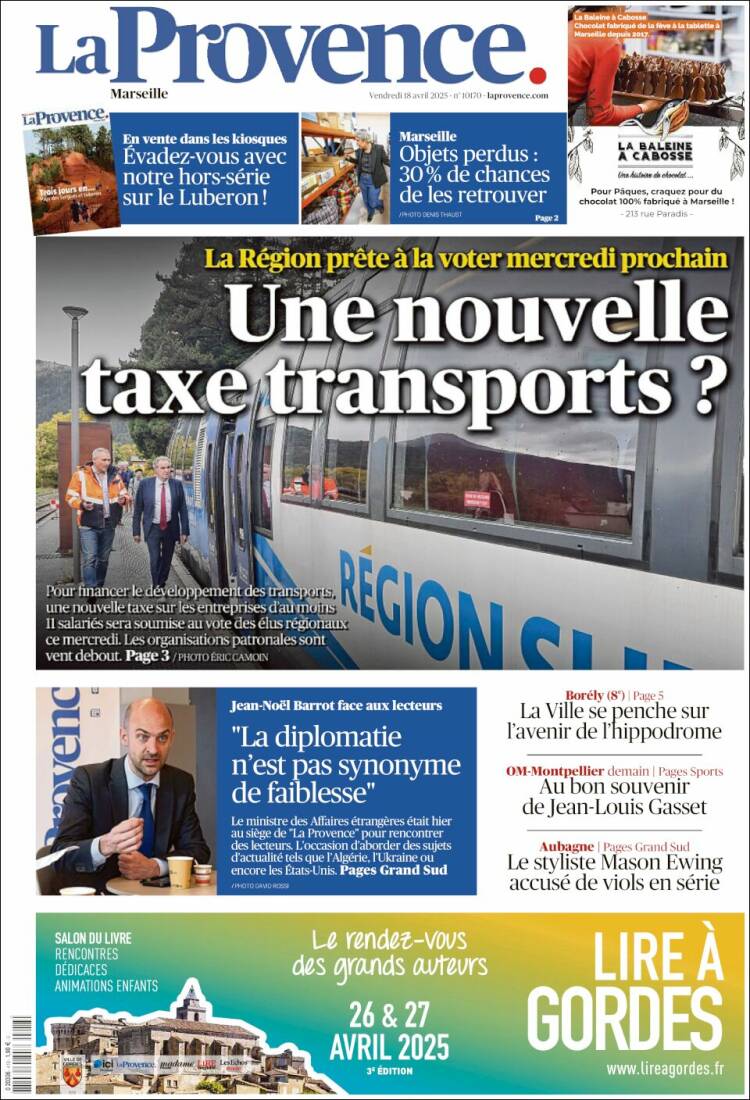 Portada de La Provence (Francia)