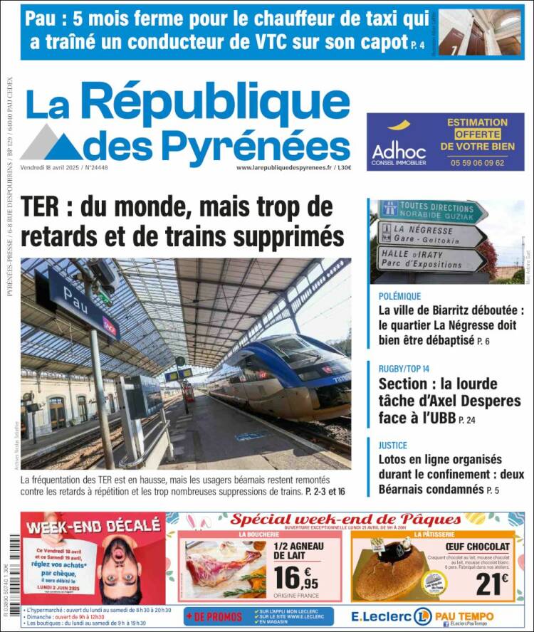 Portada de La République des Pyrénées (Francia)