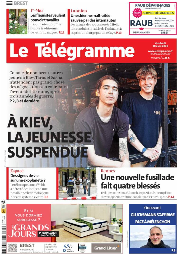 Portada de Télégramme (Francia)