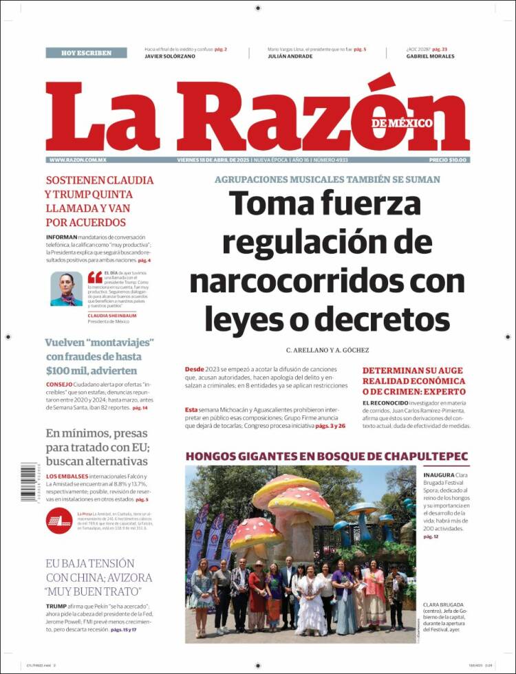 Portada de La Razón (México)