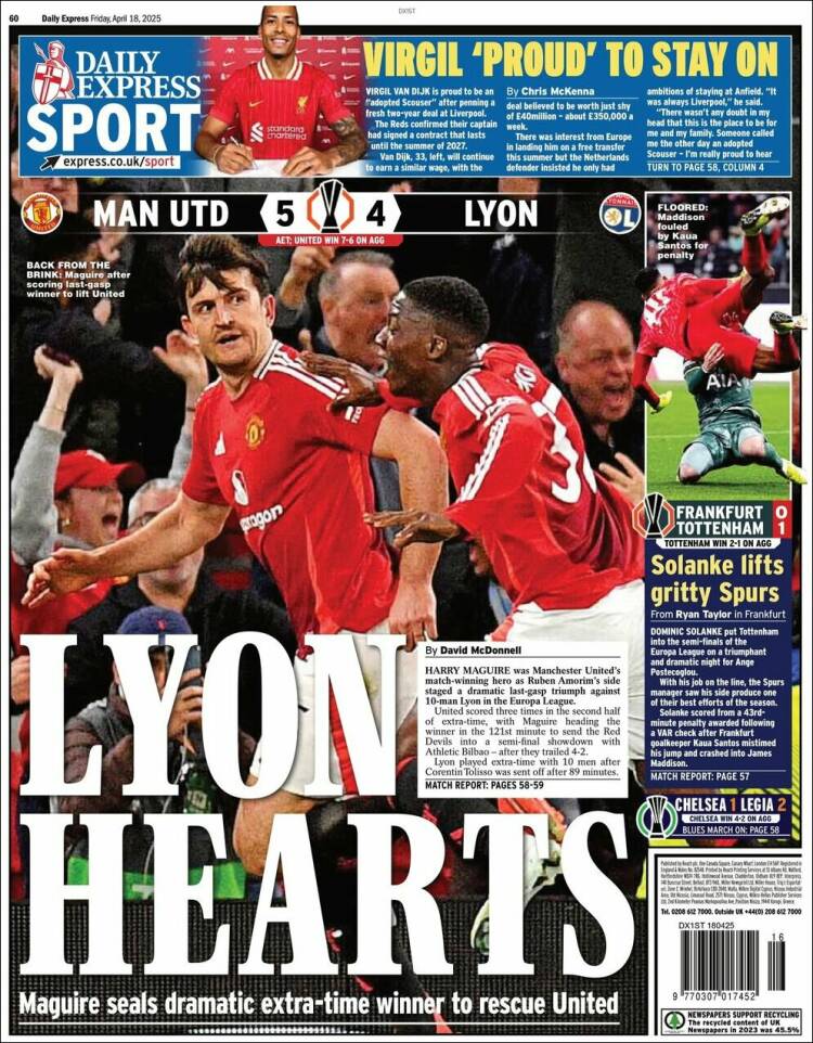 Portada de Express Sport (Reino Unido)