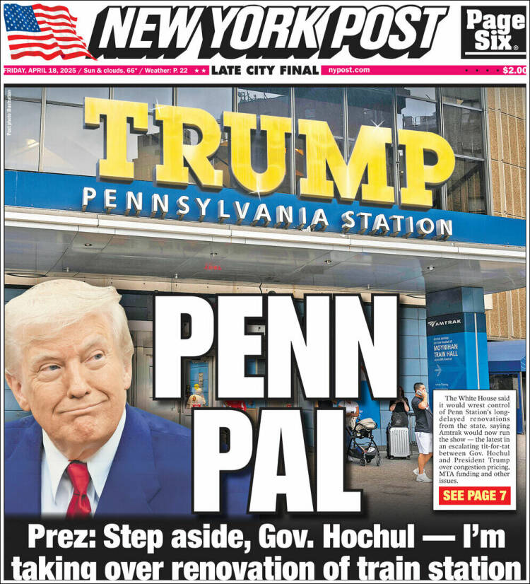 Portada de New York Post (États-Unis)