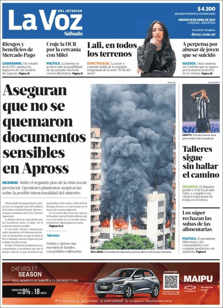 Portada de La Voz del Interior (Argentina)