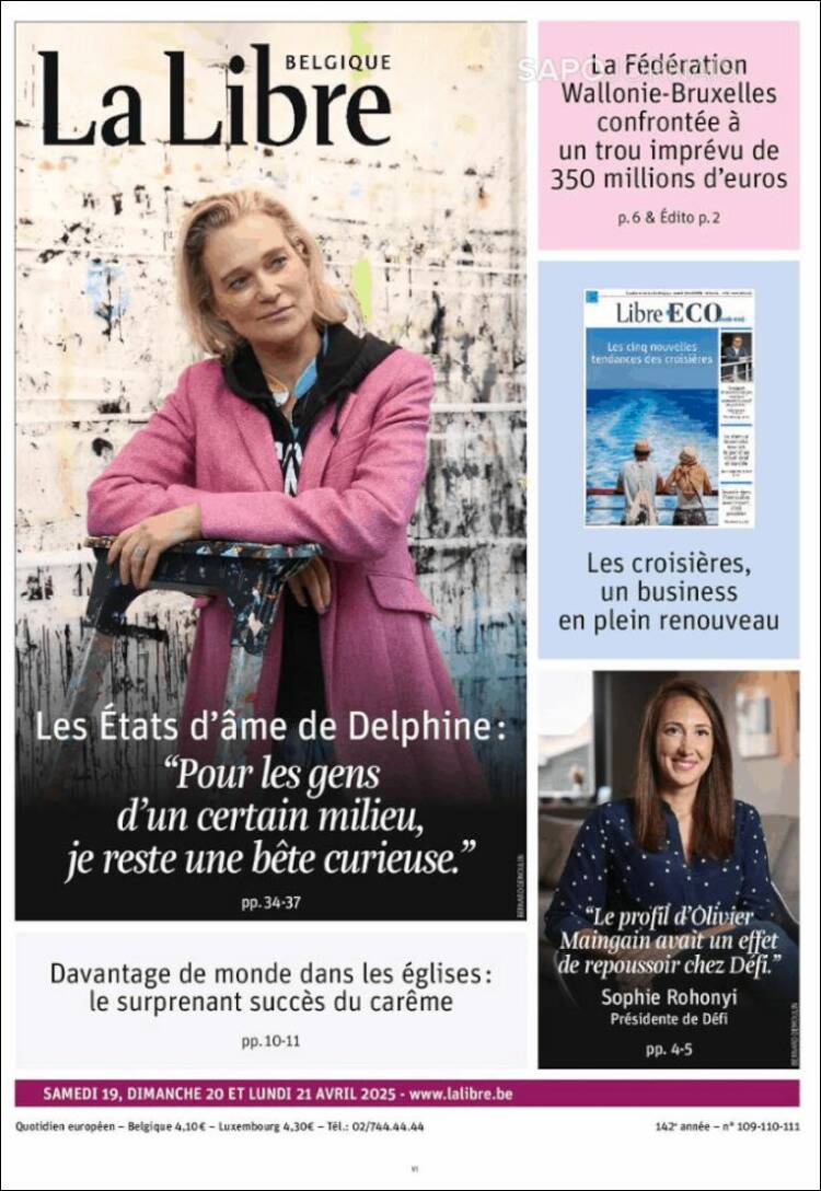Portada de La Libre.be (B&eacute;lgica)