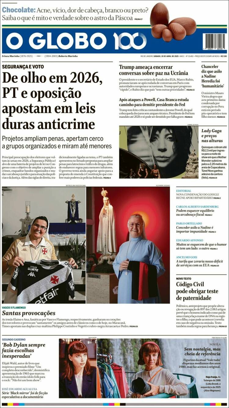 Portada de O Globo (Brasil)