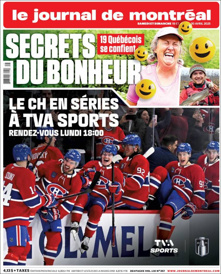 Portada de Le Journal de Montréal (Canadá)