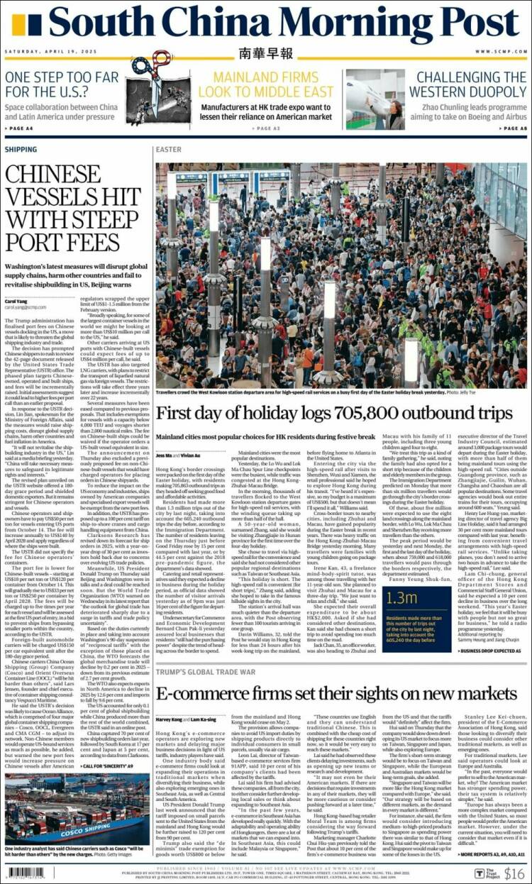 Portada de South China Morning Post (China)