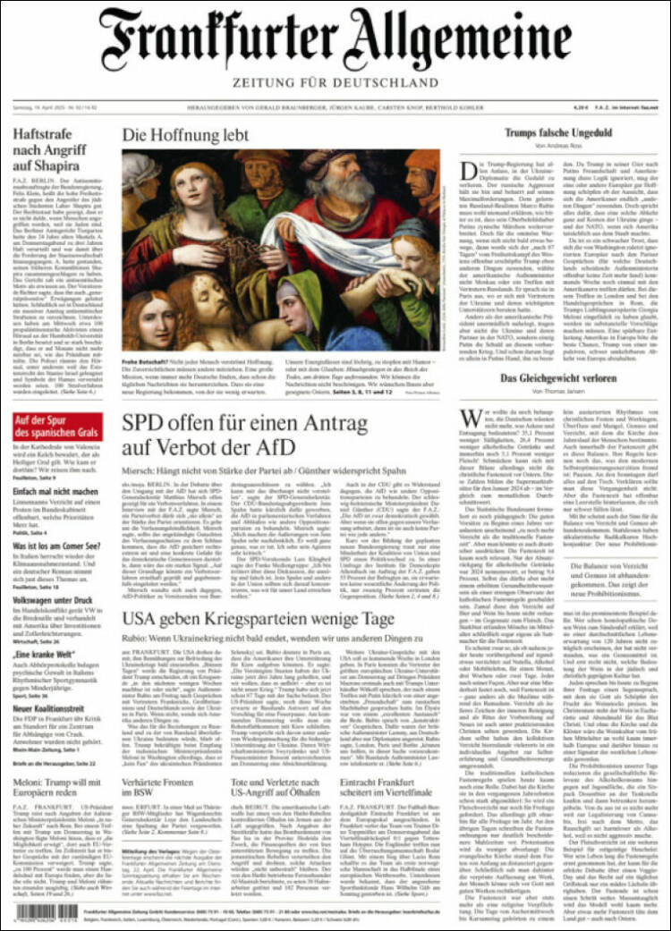 Portada de Frankfurter Allgemeine (Alemania)