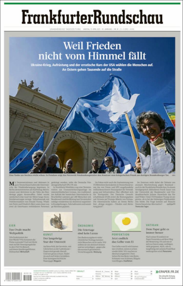 Portada de Frankfurter Rundschau (Alemania)
