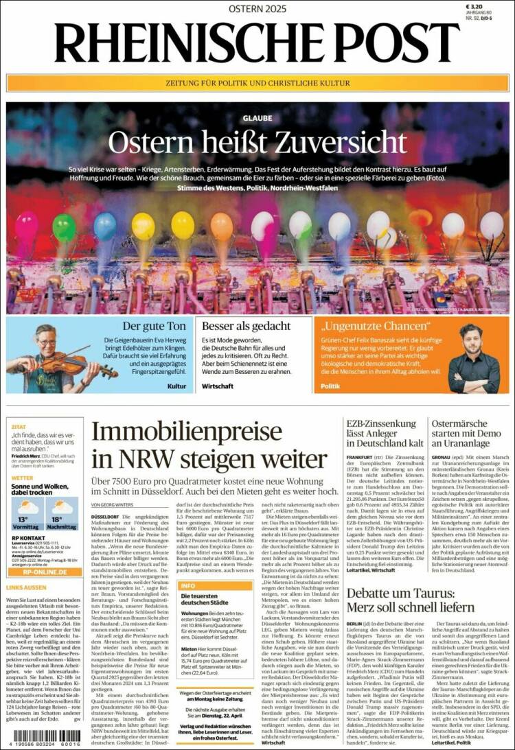 Portada de Rheinische Post (Alemania)