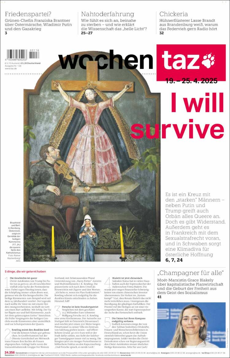 Portada de Die Tageszeitung (Alemania)