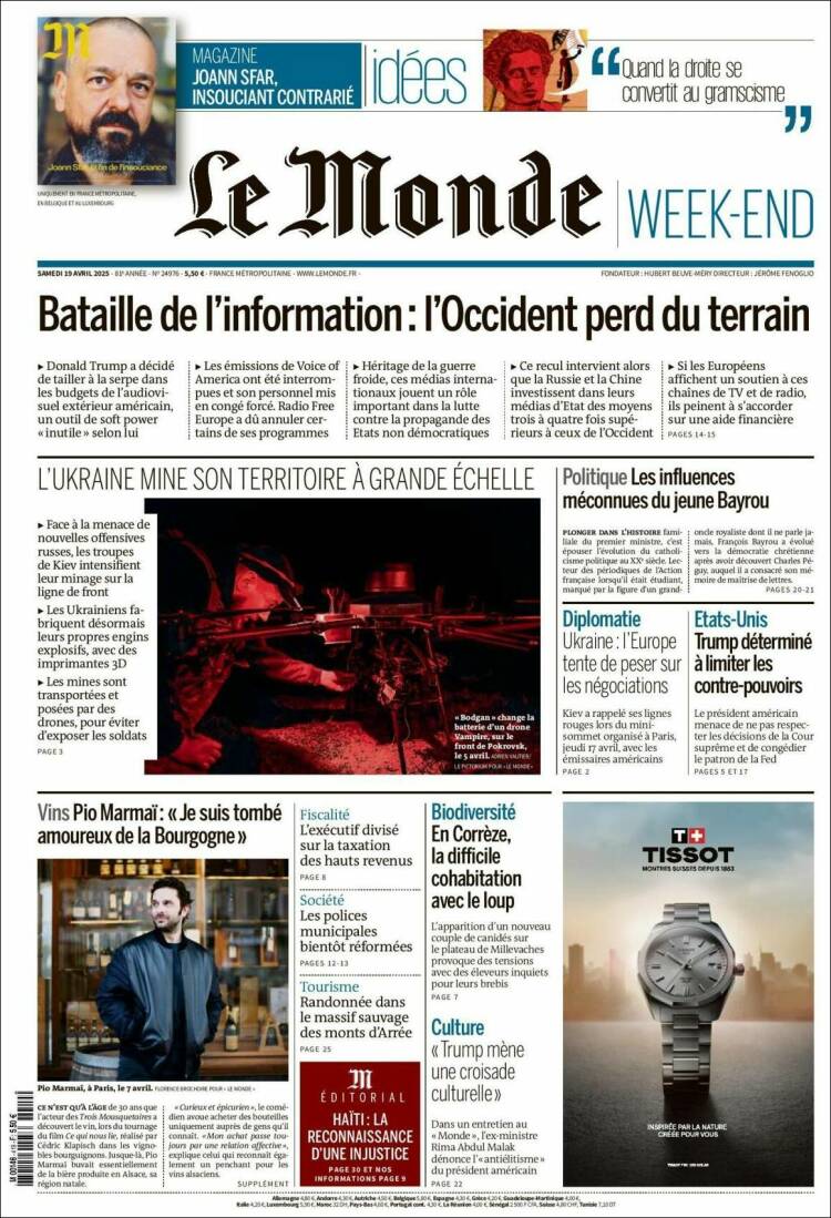Portada de Le Monde (Francia)