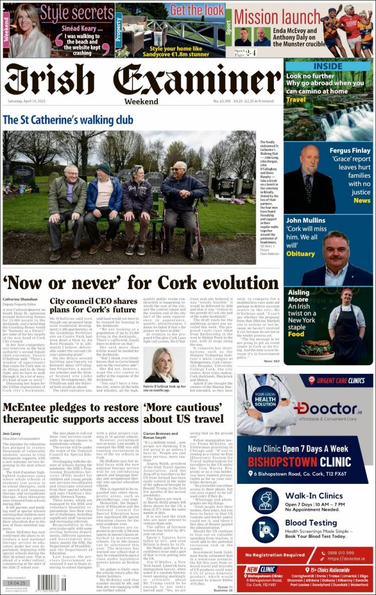 Portada de Irish Examiner (Irlanda)