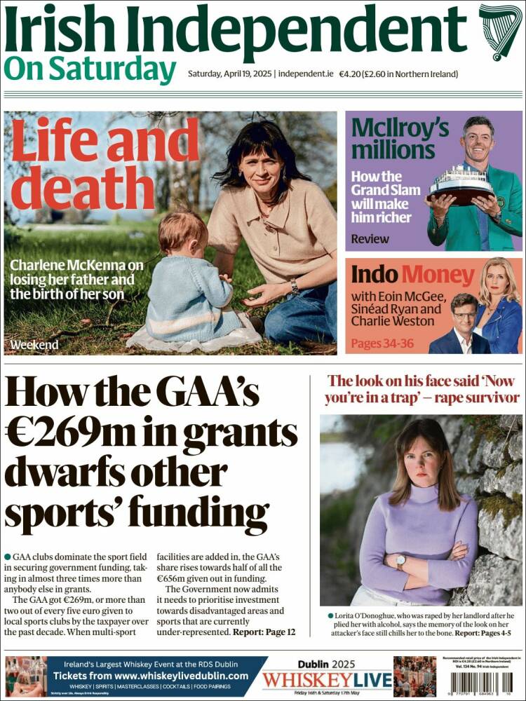 Portada de Irish Independent (Irlanda)