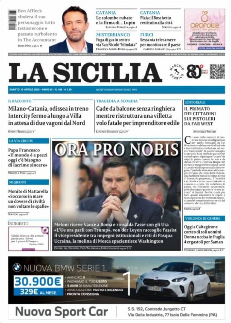 Portada de La Sicilia (Italia)