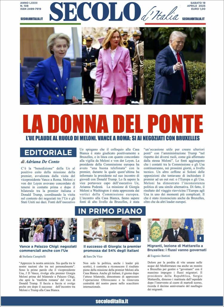 Portada de Secolo d'Italia (Italia)