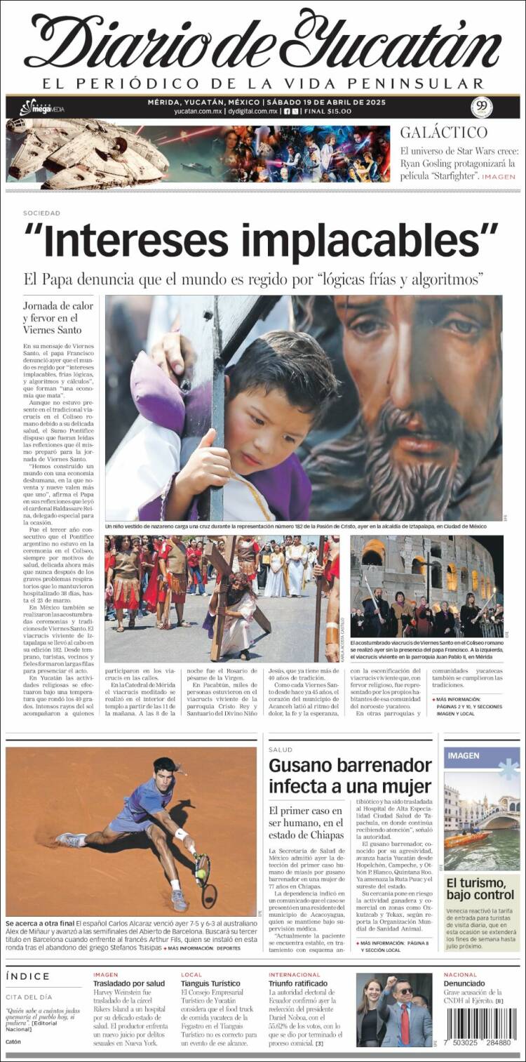 Portada de Diario de Yucatán (México)