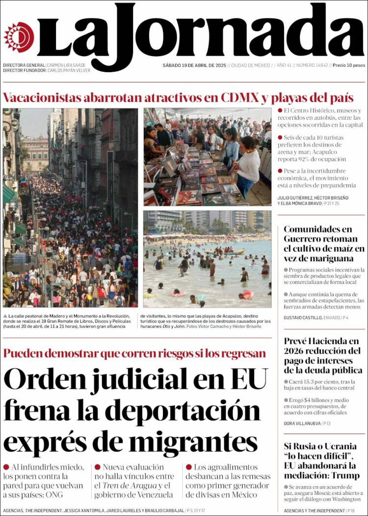 Portada de La Jornada (México)