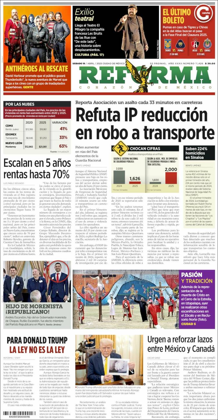 Portada de Reforma (México)