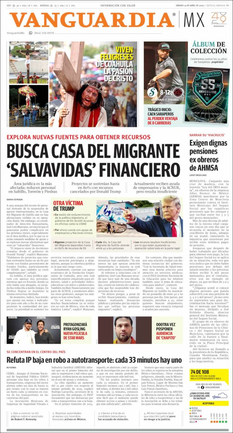 Portada de Vanguardia (México)