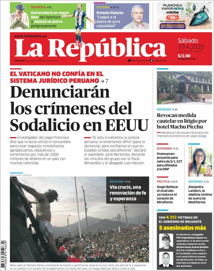 Portada de La Republica (Per&uacute;)
