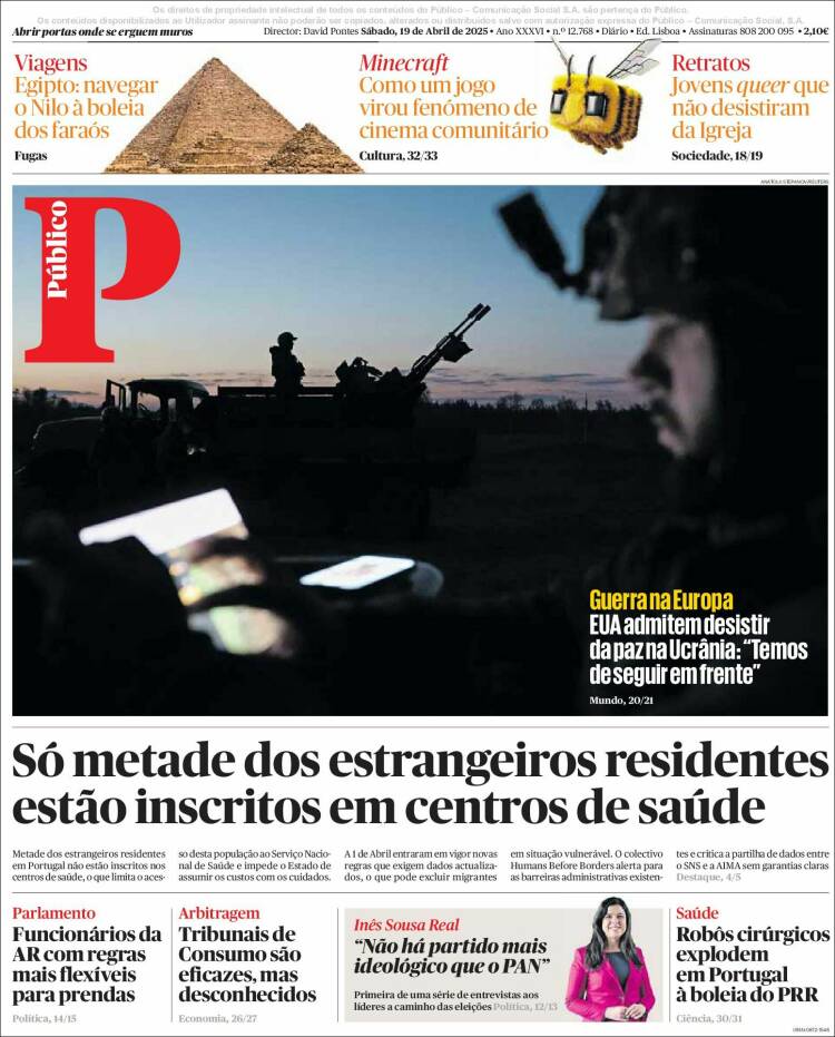 Portada de Público (Portugal)