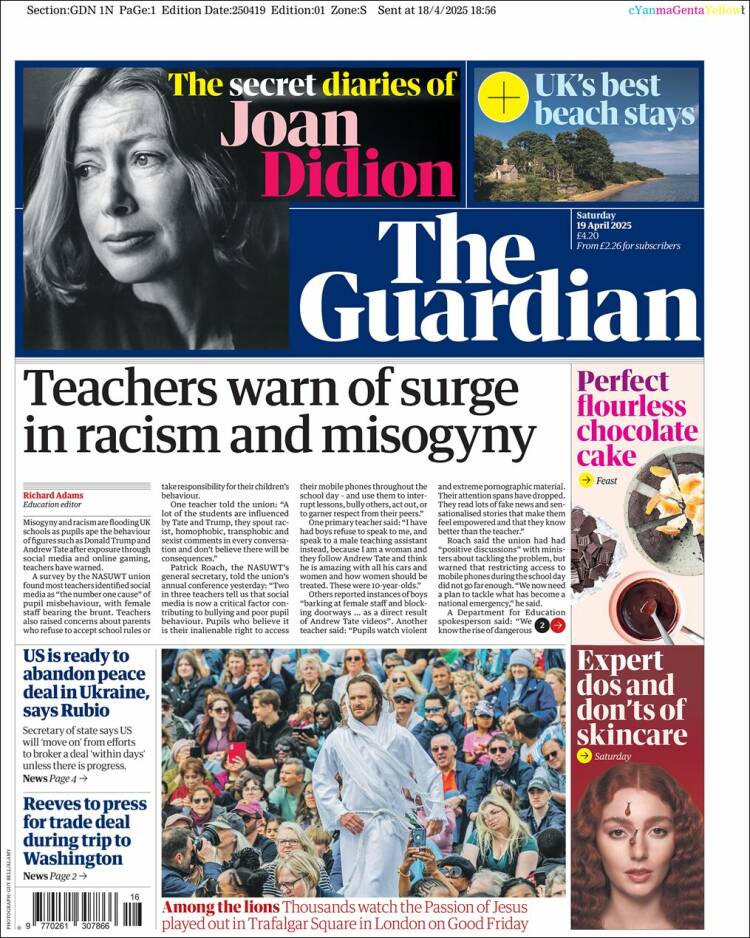 Portada de The Guardian (Reino Unido)