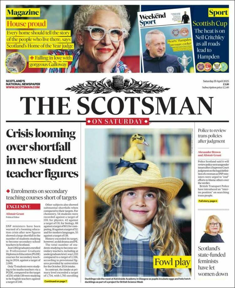 Portada de The Scotsman (Reino Unido)