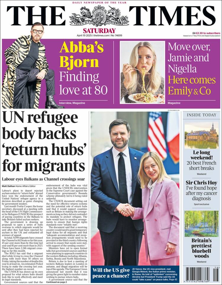Portada de The Times (Reino Unido)