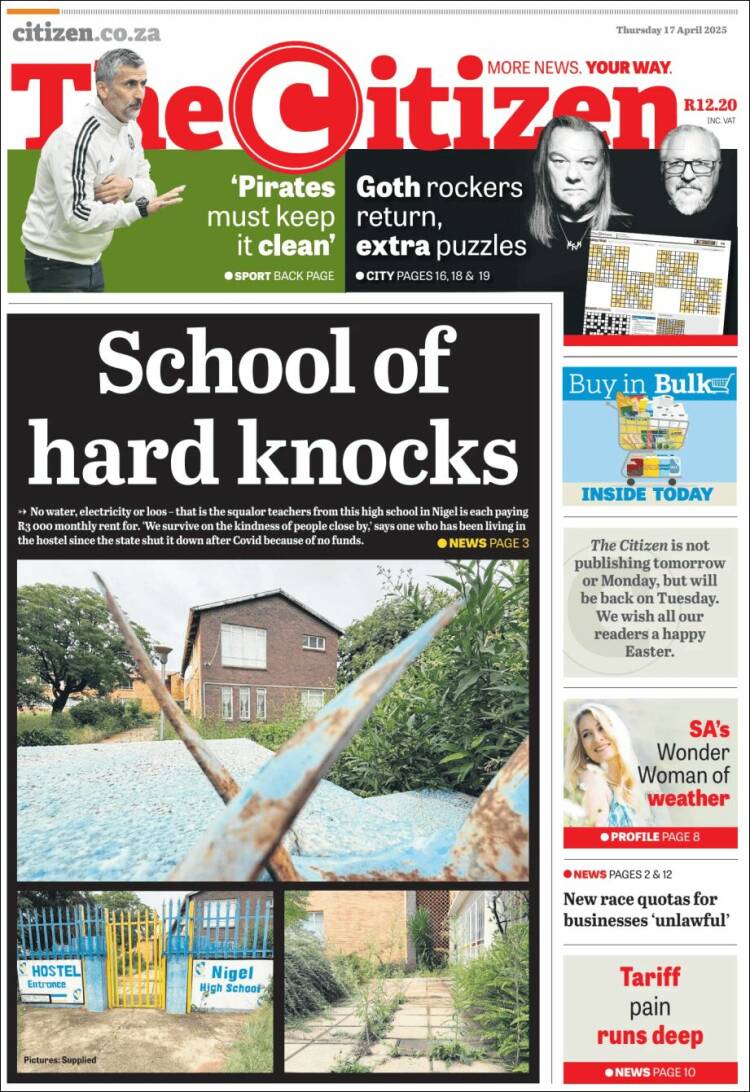 Portada de The Citizen (Sud&aacute;frica)