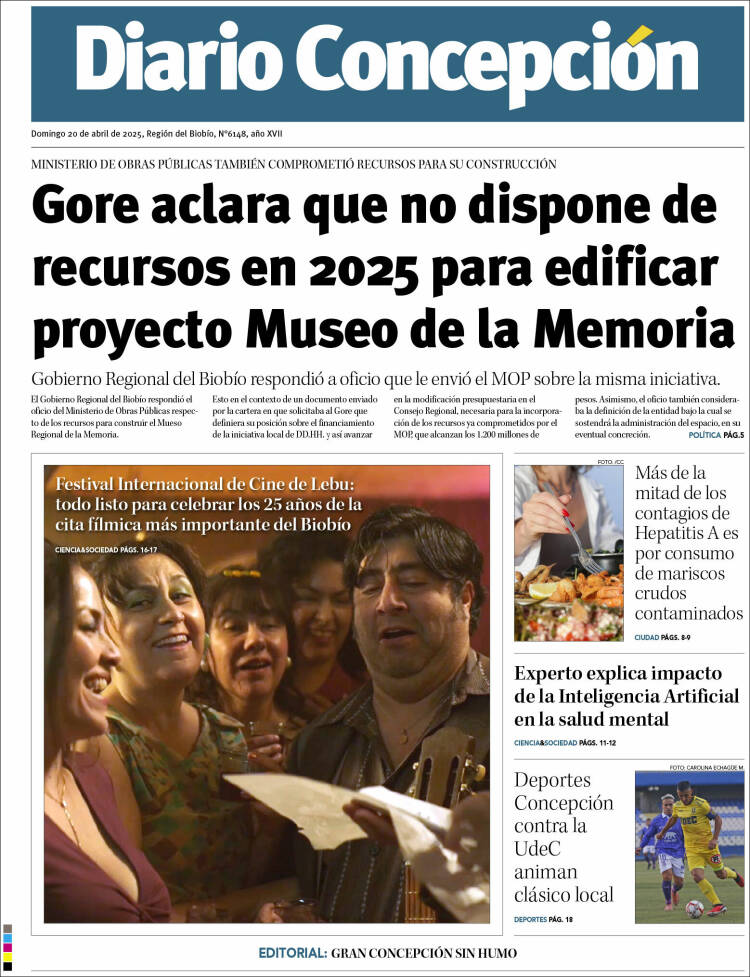 Portada de Diario de Concepción (Chile)