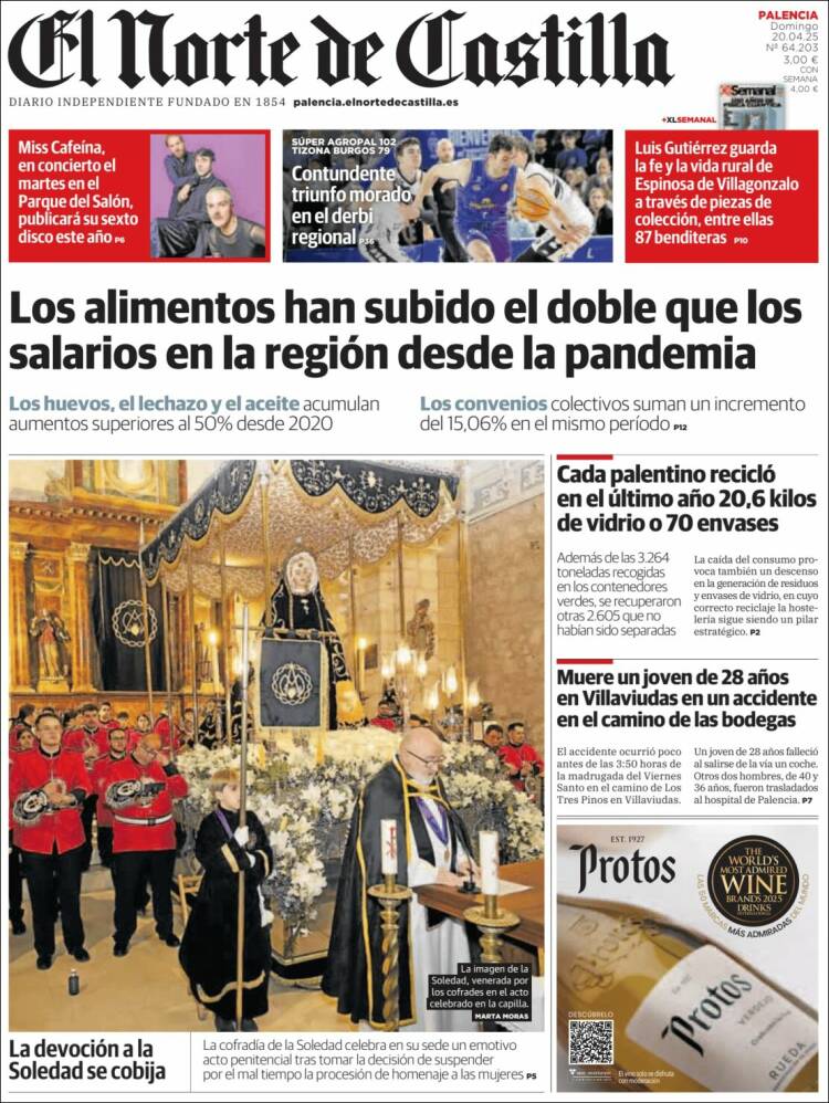 Portada de Norte de Castilla - Palencia (España)
