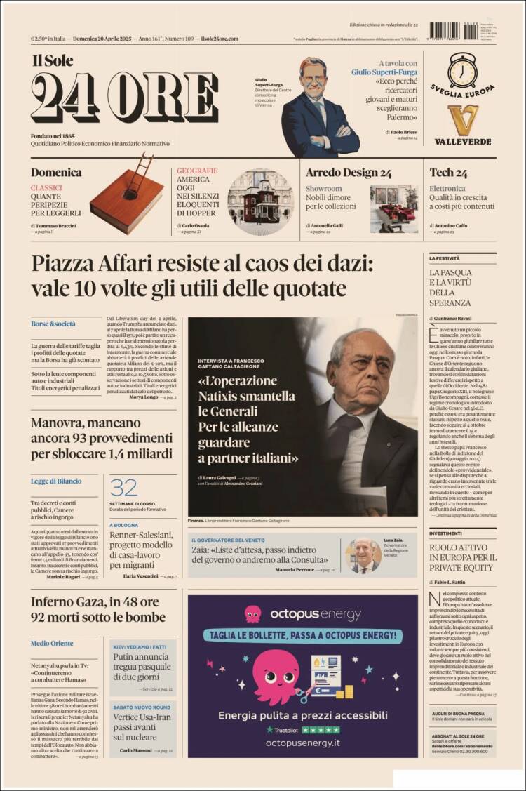 Portada de Il Sole 24 ORE (Italia)
