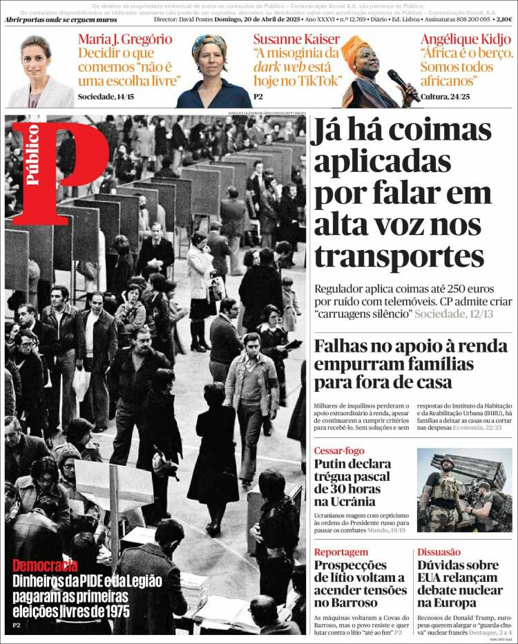 Portada de Público (Portugal)