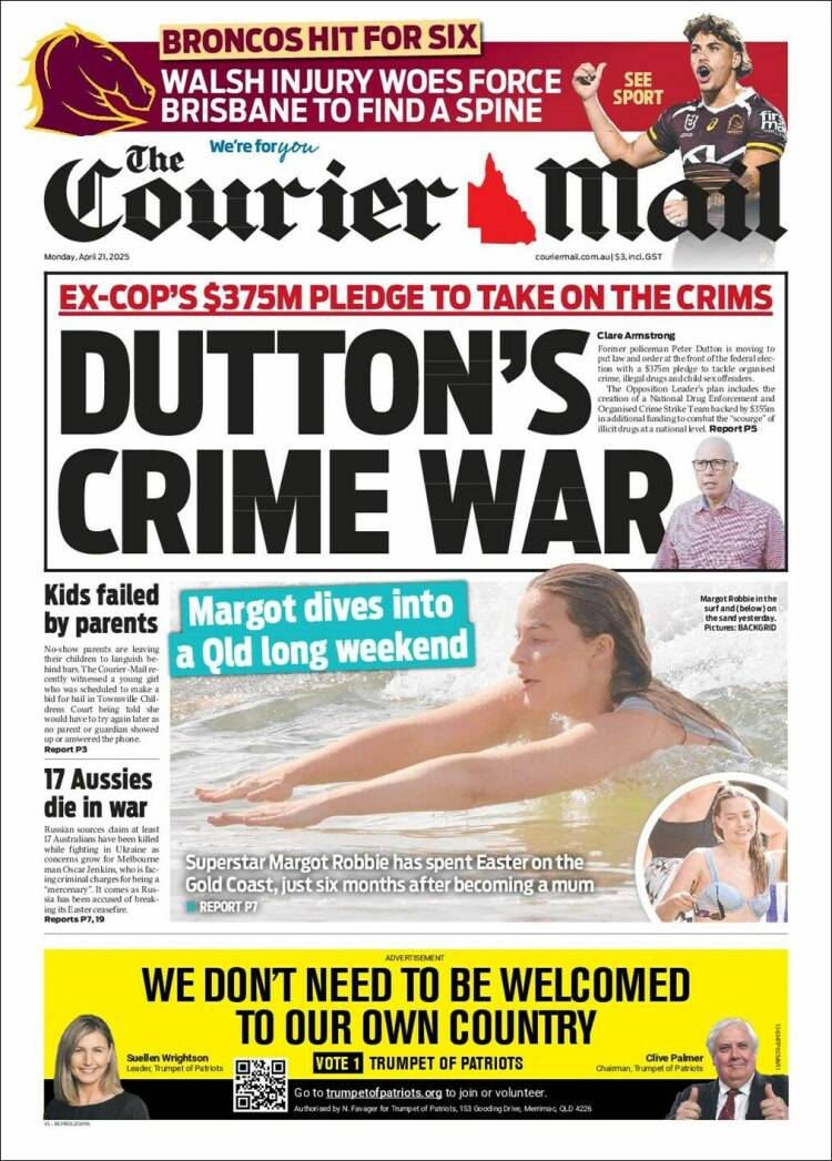 Portada de The Courier-Mail (Australia)
