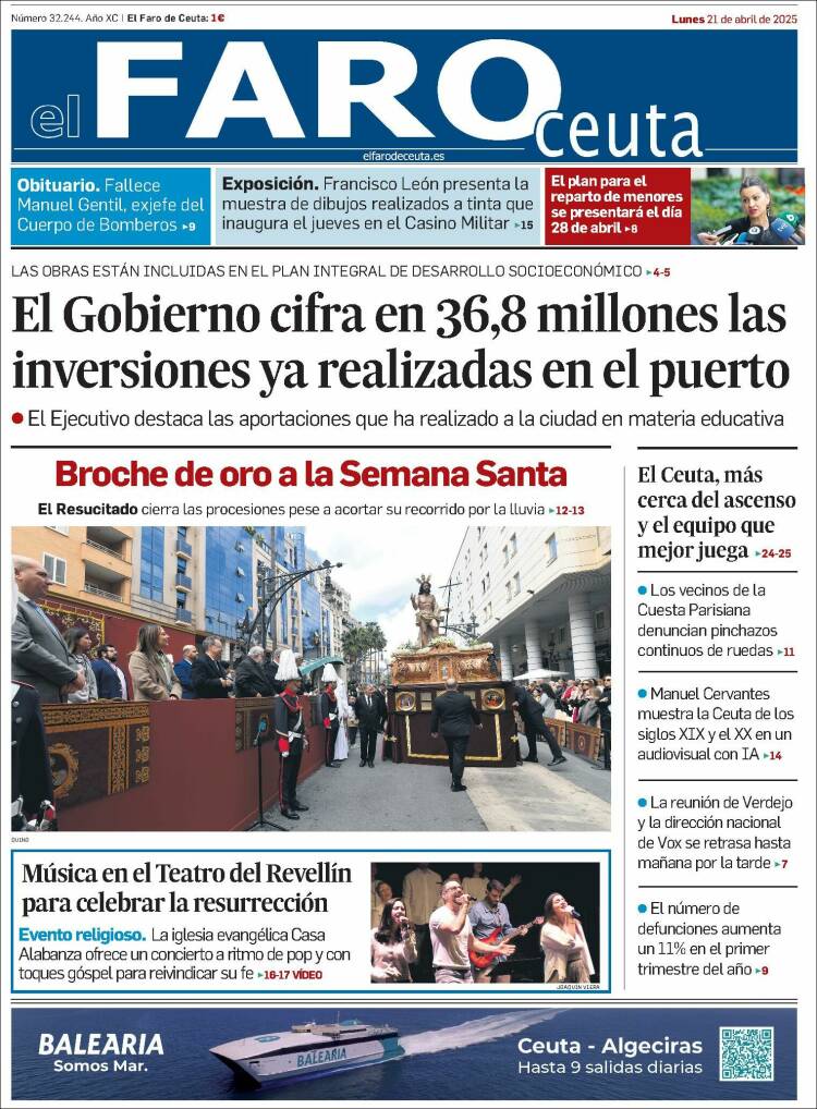Portada de El Faro de Ceuta (España)