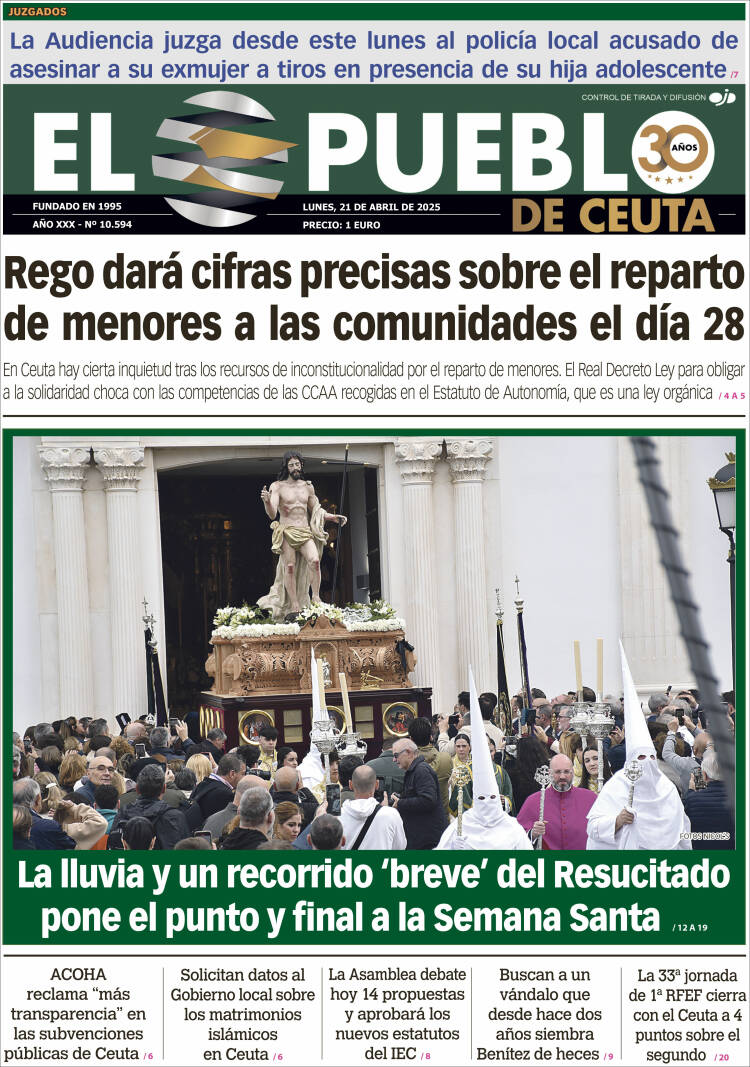 Portada de El Pueblo de Ceuta (España)