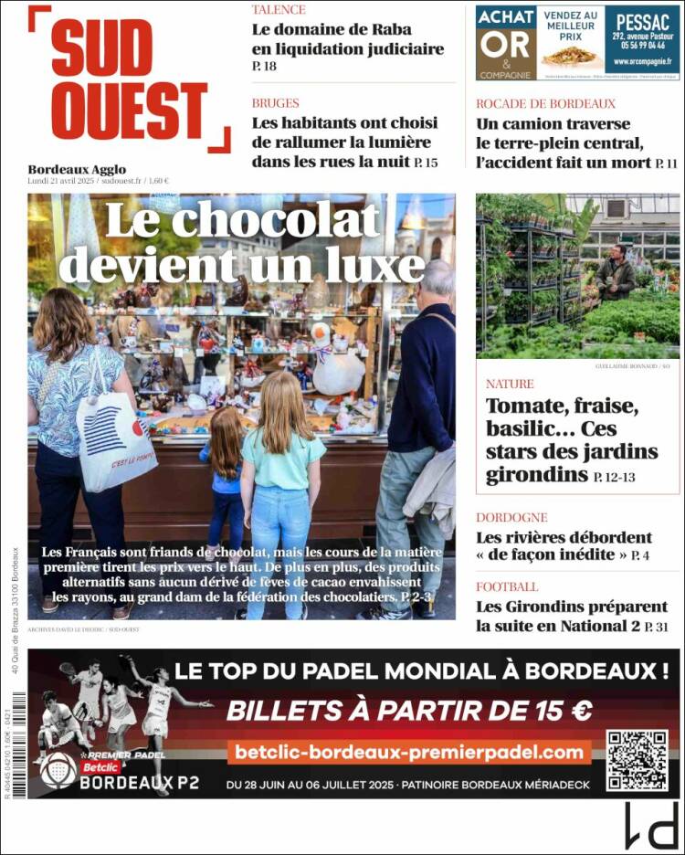 Portada de Sud Ouest (France)
