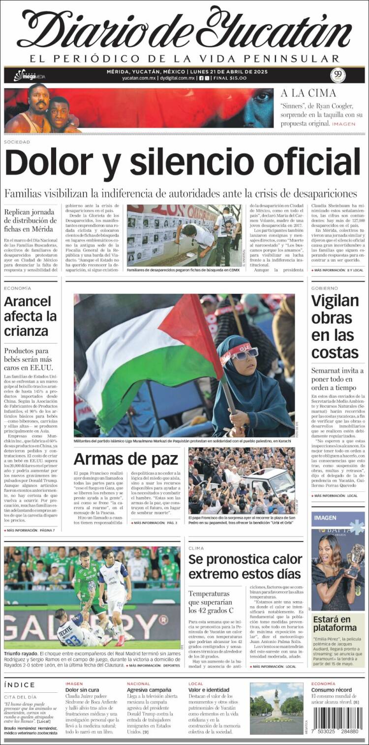 Portada de Diario de Yucatán (México)