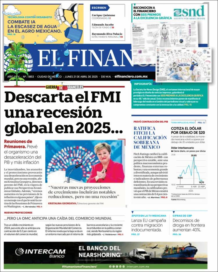 Portada de El Financiero (México)