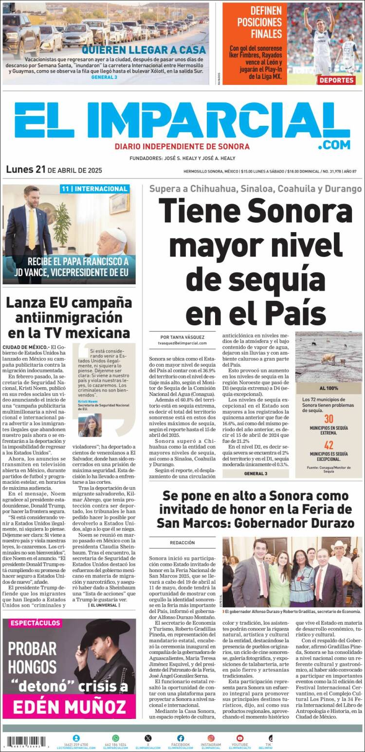 Portada de El Imparcial (México)