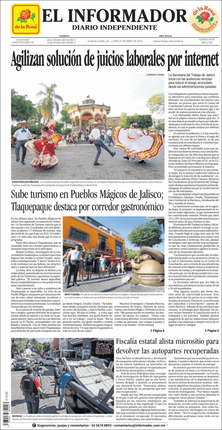 Portada de El Informador (México)