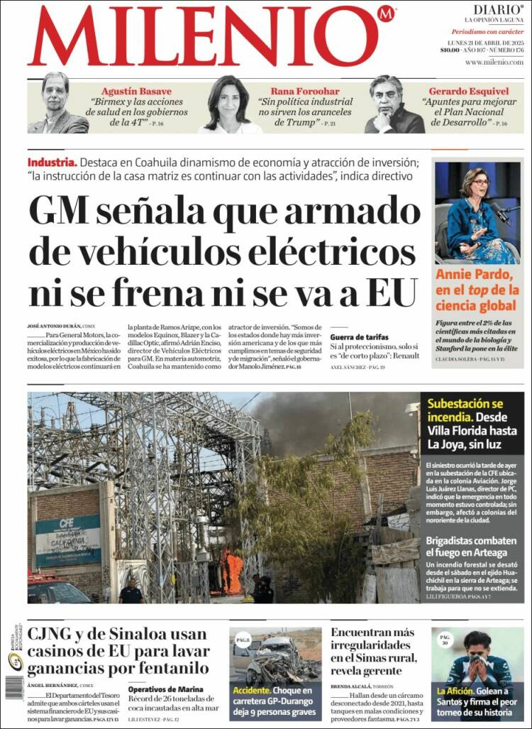 Portada de Milenio - Laguna (México)