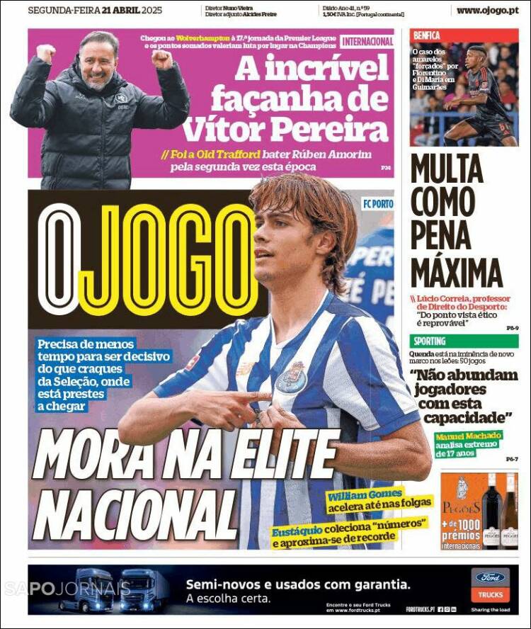 Portada de O Jogo (Portugal)