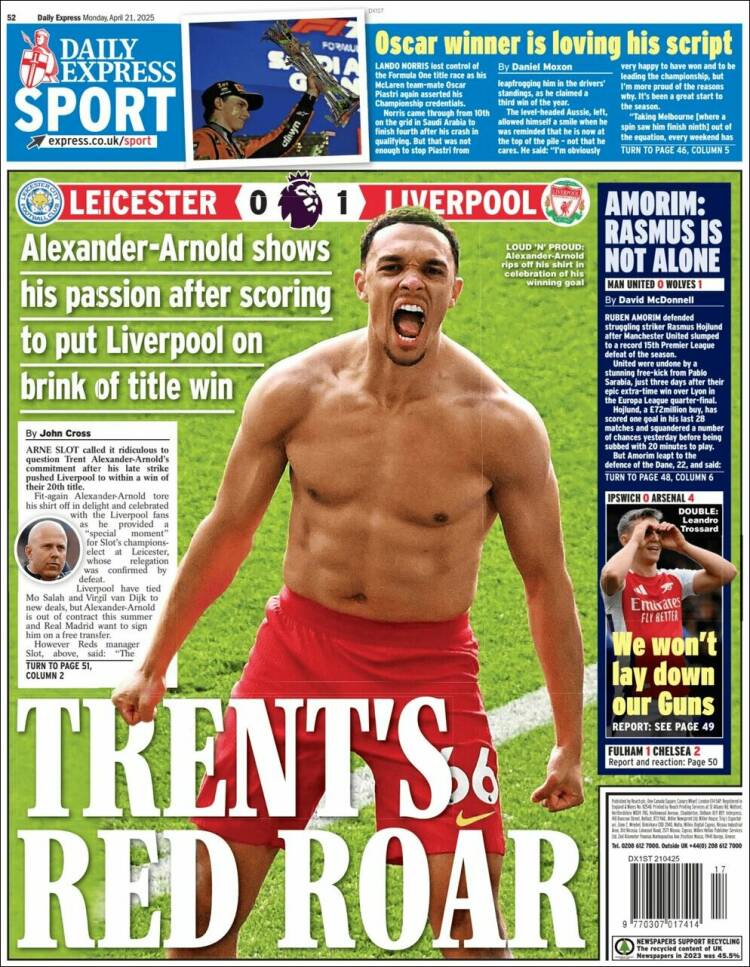 Portada de Express Sport (Reino Unido)