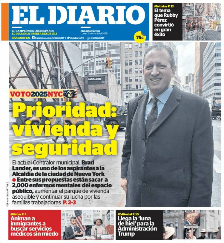 Portada de El Diario NY (États-Unis)