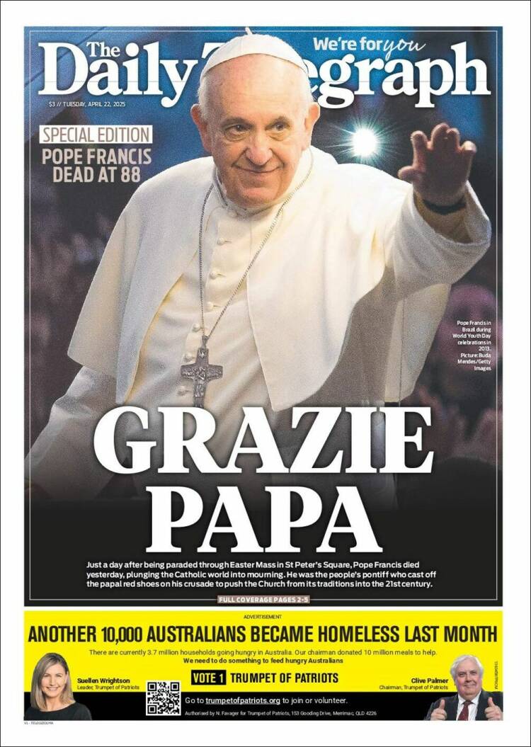 Portada de The Daily Telegraph (Australie)