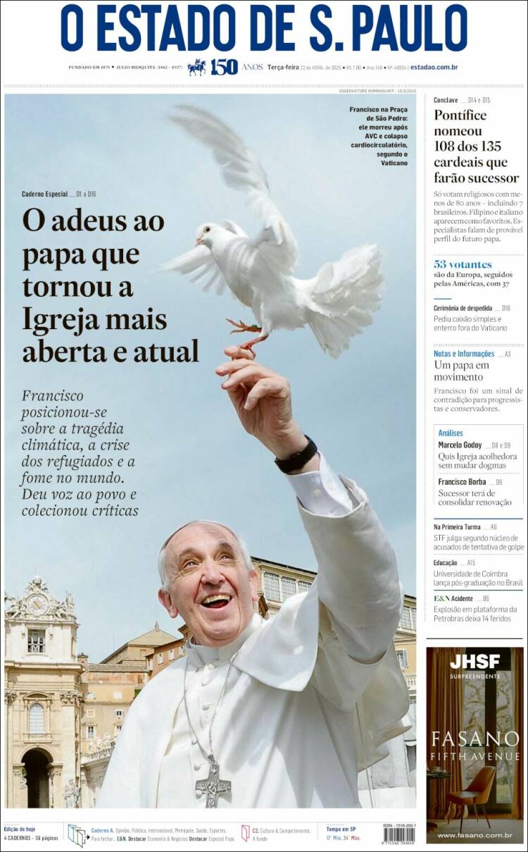 Portada de O Estado de São Paulo (Brasil)