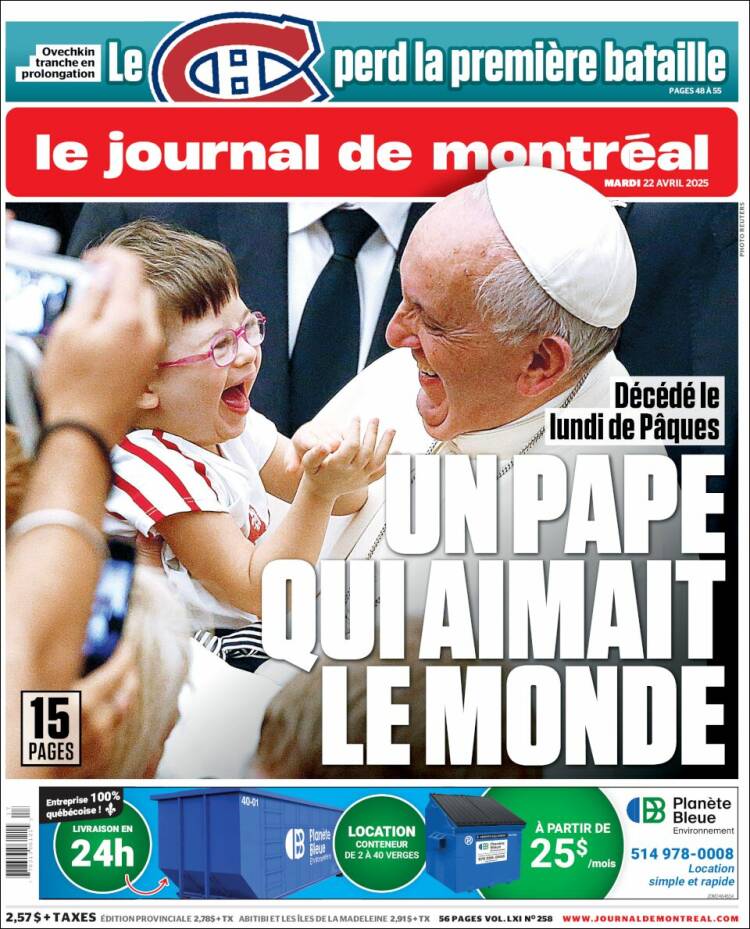 Portada de Le Journal de Montréal (Canadá)