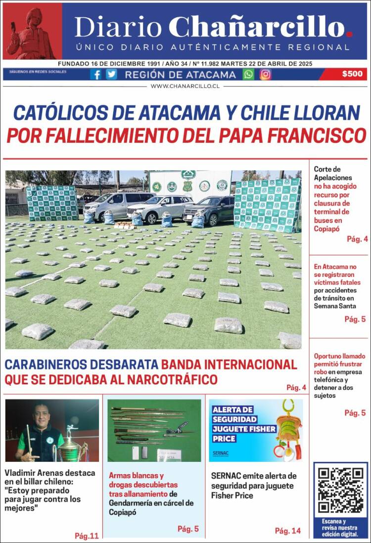 Portada de Diario Chañarcillo (Chile)